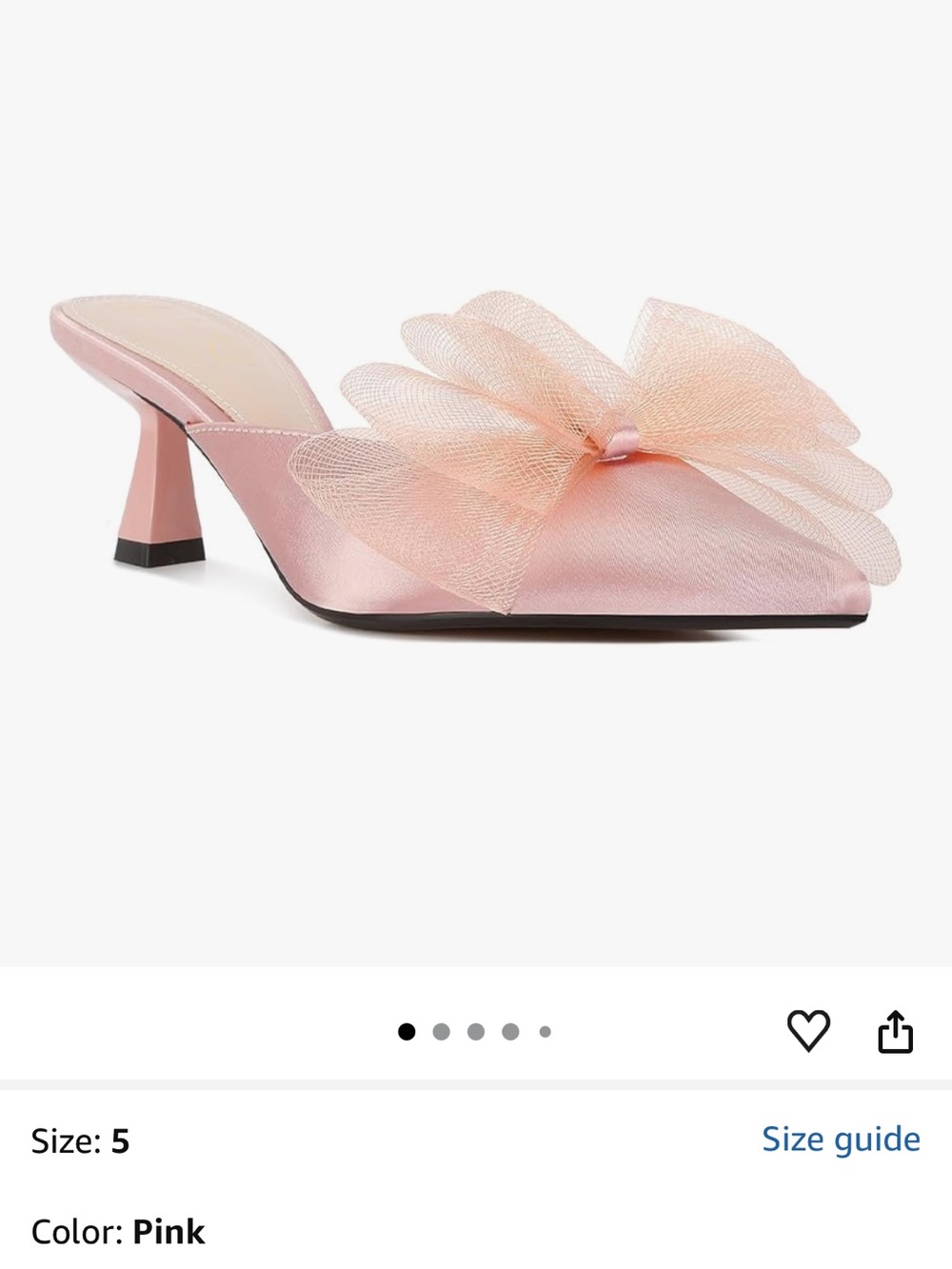 London Rag Pink Satin Bow-Embellished Mule Heel Women’s Sz 8